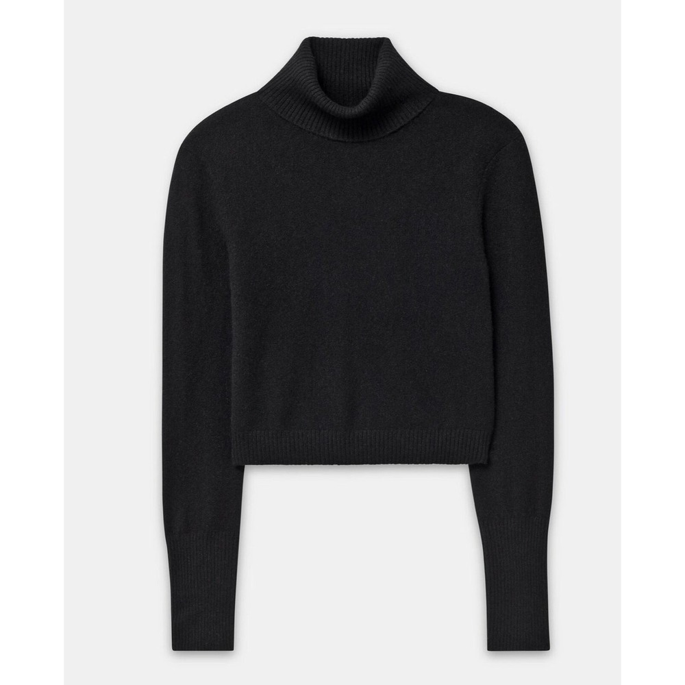 NAADAM 100% Cashmere Sweater Womens Size M Black Turtleneck Cropped Soft a2